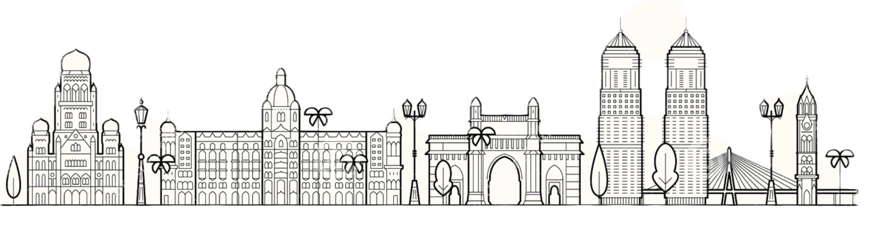 A panoramic view of the Mumbai skyline at dusk